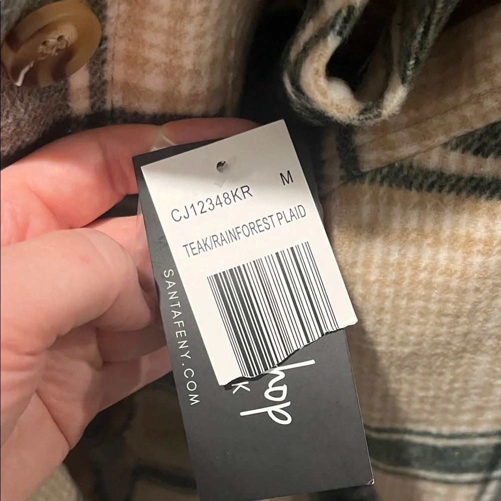 CoffeeShop Plaid Jacket in Green and Tan- Shacket (Shirt/Jacket) - Picture 5 of 6